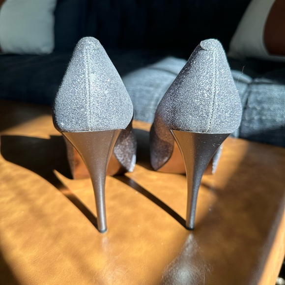 Silver Steve Madden Peep Toe Heels - Picture 9 of 12
